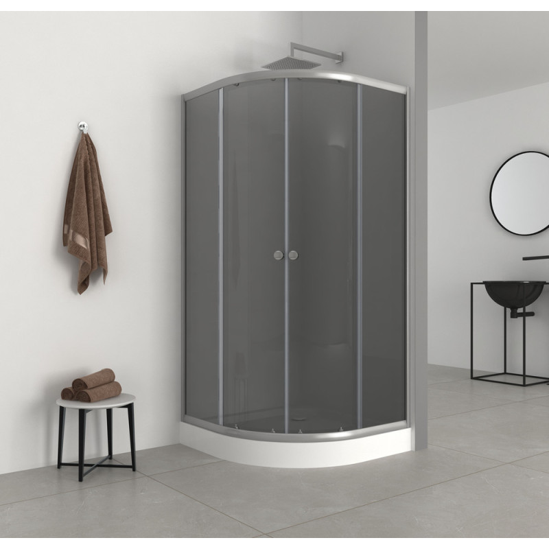 Душевая кабина Mixxus PLAIN SCT02-90x90x195-GR SATIN 4мм, с низким поддоном, серое тонированное стекло