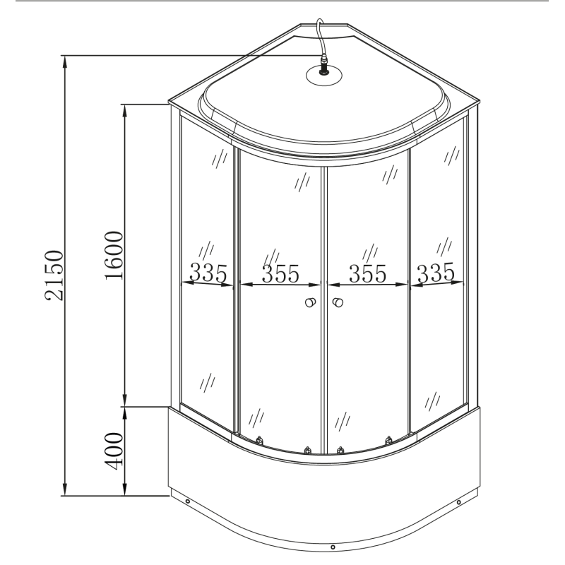 Бокс душевой Mixxus STRONG SBH01-90x90x215-FB SATIN с гидромассажем и высоким поддоном