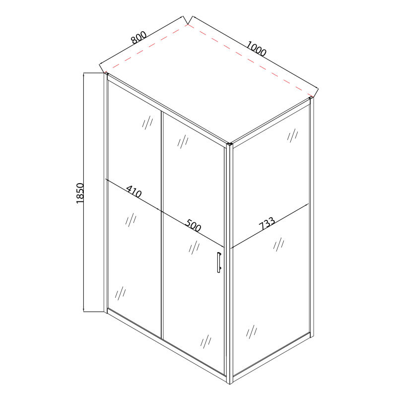 Душова кабіна Mixxus HARD SC01-100x80x185-TR CHROME 5мм, без піддону, прозоре скло 