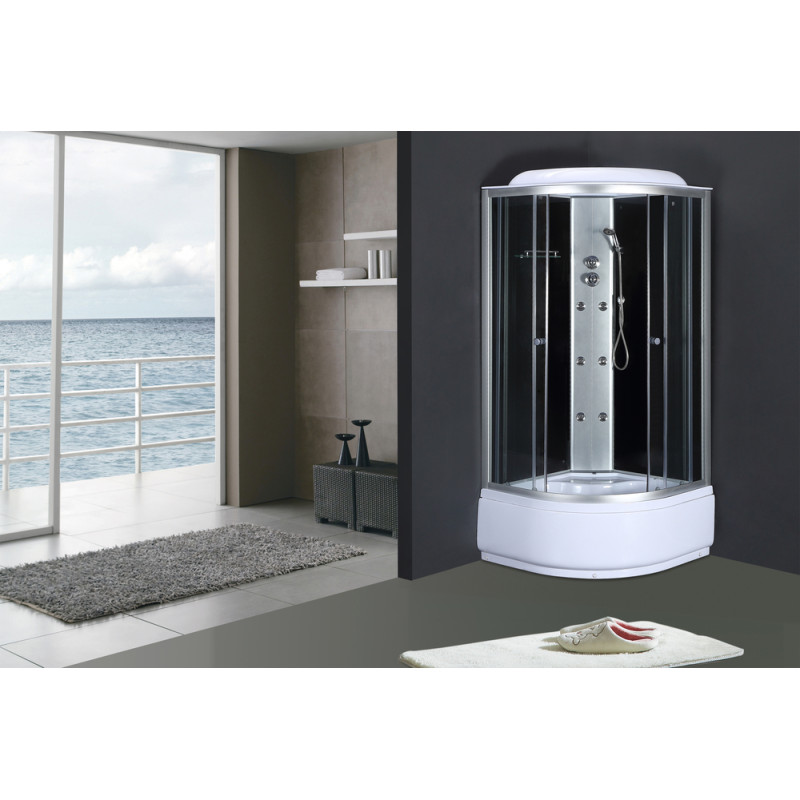 Бокс душевой Mixxus STRONG SBH01-90x90x215-GR SATIN с гидромассажем и высоким поддоном