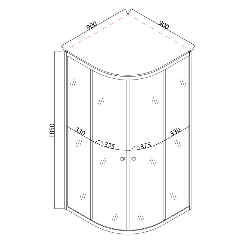Душова кабіна Mixxus PLAIN SC01-90x90x185-GR CHROME 4мм, без піддону, сіре тоноване скло 