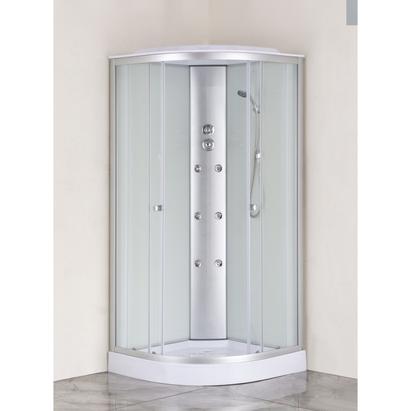 Бокс душовий Mixxus STRONG SBH02-90x90x215-FB SATIN з гідромасажем та низьким піддоном 