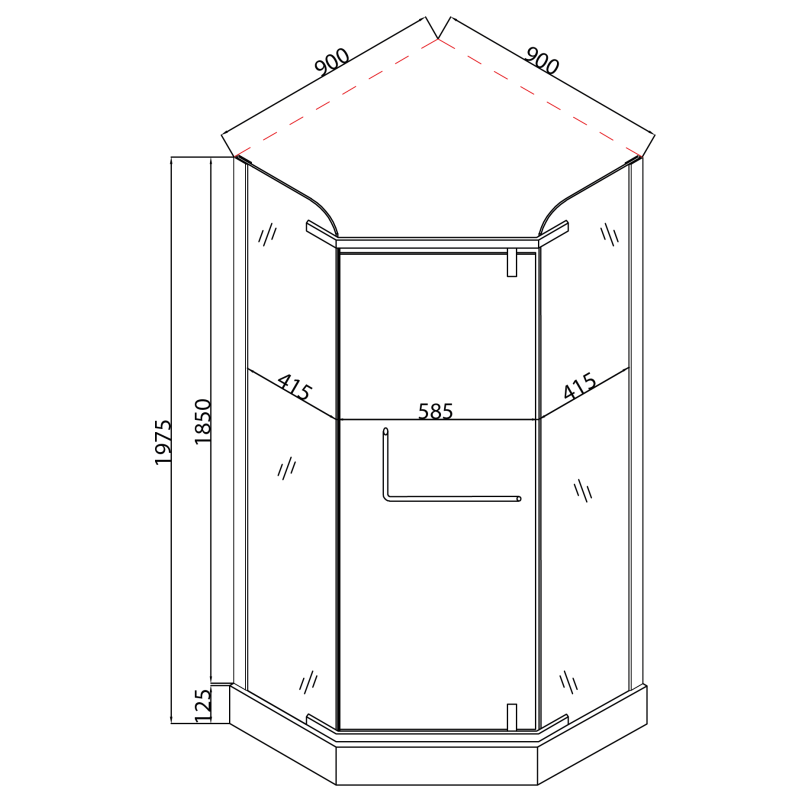 Душевая кабина Mixxus LINES SCT01-90x90x198-TR GRAPHITE 6мм, с низким поддоном, прозрачное стекло