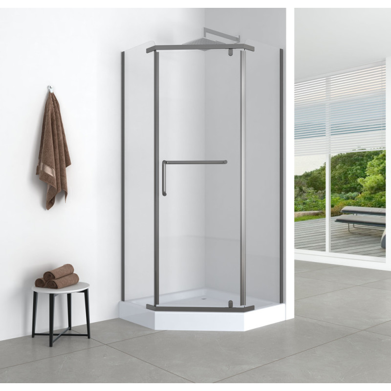 Душевая кабина Mixxus LINES SCT01-90x90x198-TR GRAPHITE 6мм, с низким поддоном, прозрачное стекло