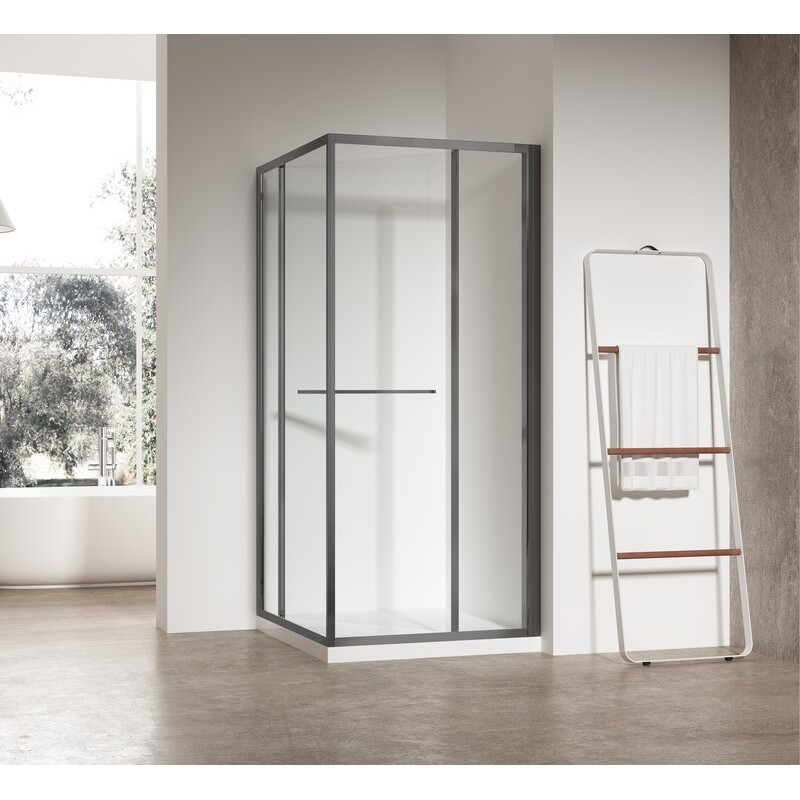 Душевая кабина Koer SR SC09-90x90x200-R-TR-07 Easy Clean 6мм, без поддона, прозрачное стекло, графит