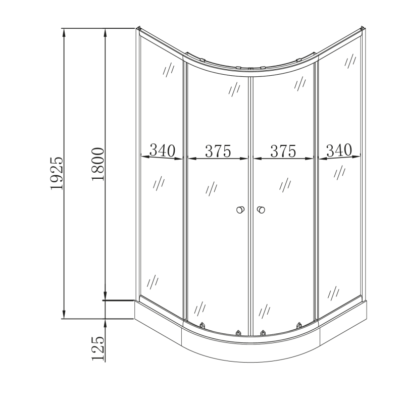 Душевая кабина Mixxus PLAIN SCT02-90x90x195-FB SATIN 4мм, с низким поддоном, матовое стекло