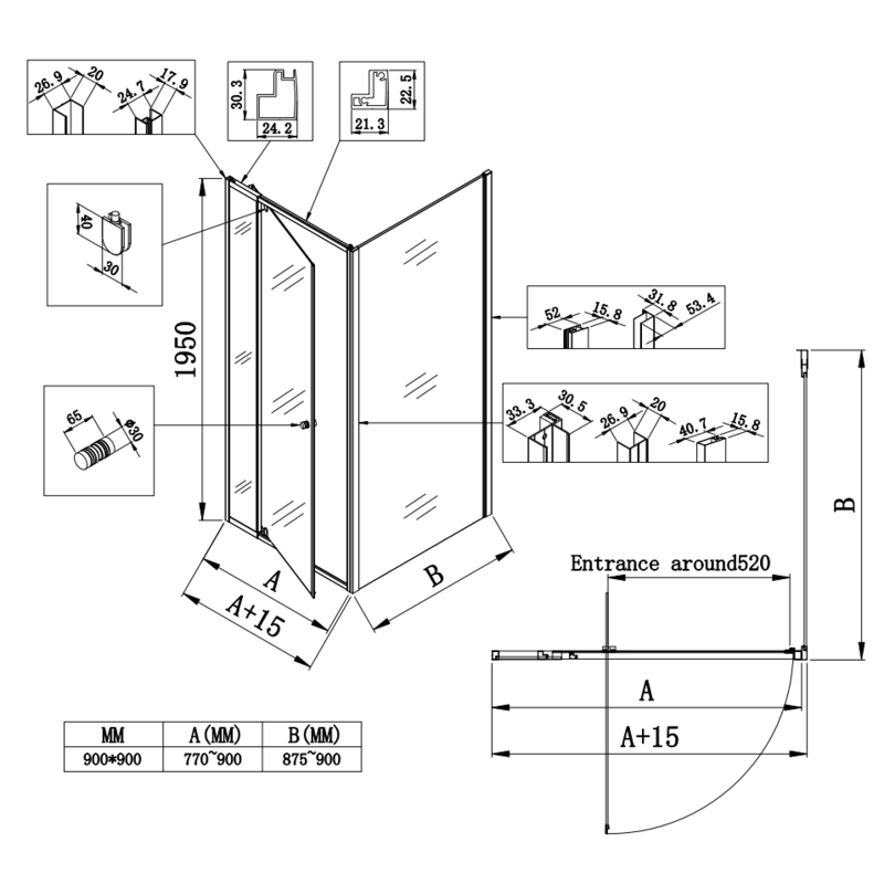 Душевая кабина Koer SR SC05-90x90x195-TR-01 Easy Clean 6мм, без поддона, прозрачное стекло, хром