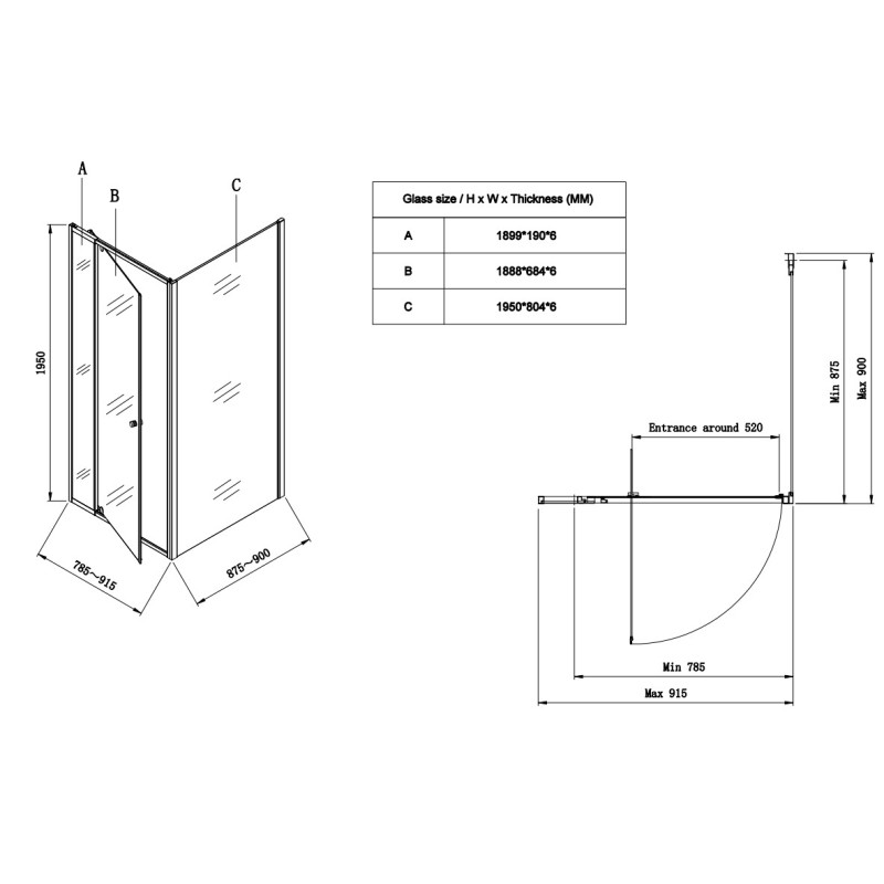Душевая кабина Koer SR SC05-90x90x195-TR-01 Easy Clean 6мм, без поддона, прозрачное стекло, хром