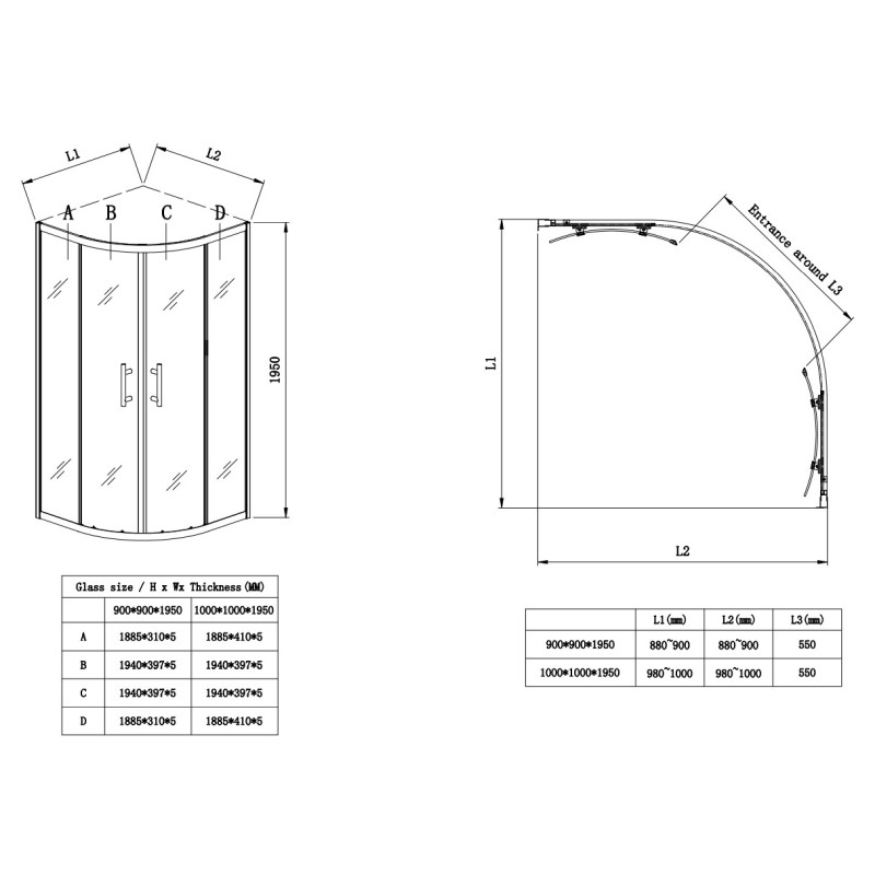 Душевая кабина Koer SR SC04-100x100x195-TR-01 Easy Clean 5мм, без поддона, прозрачное стекло, хром