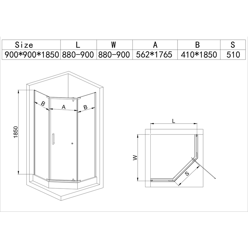 Душова кабіна MIXXUS LINES SCT01-90x90x198-TR CHROME NEW 6мм, з низьким піддоном, прозоре скло 