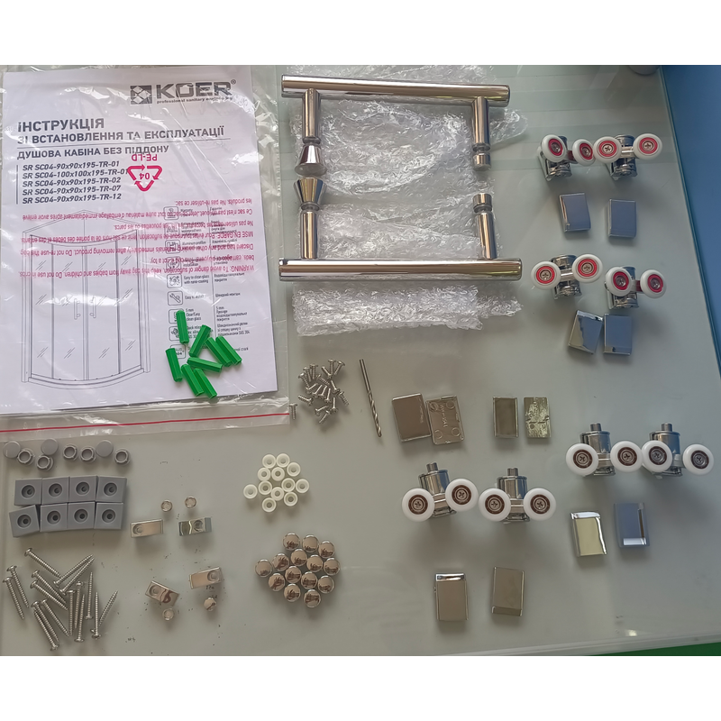 Душевая кабина Koer SR SC04-90x90x195-TR-01Easy Clean 5мм, без поддона, прозрачное стекло, хром