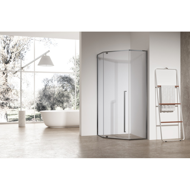 Душова кабіна Koer SR SC06-90x90x200-TR-07 Easy Clean 8мм, без піддону, прозоре скло, графіт 