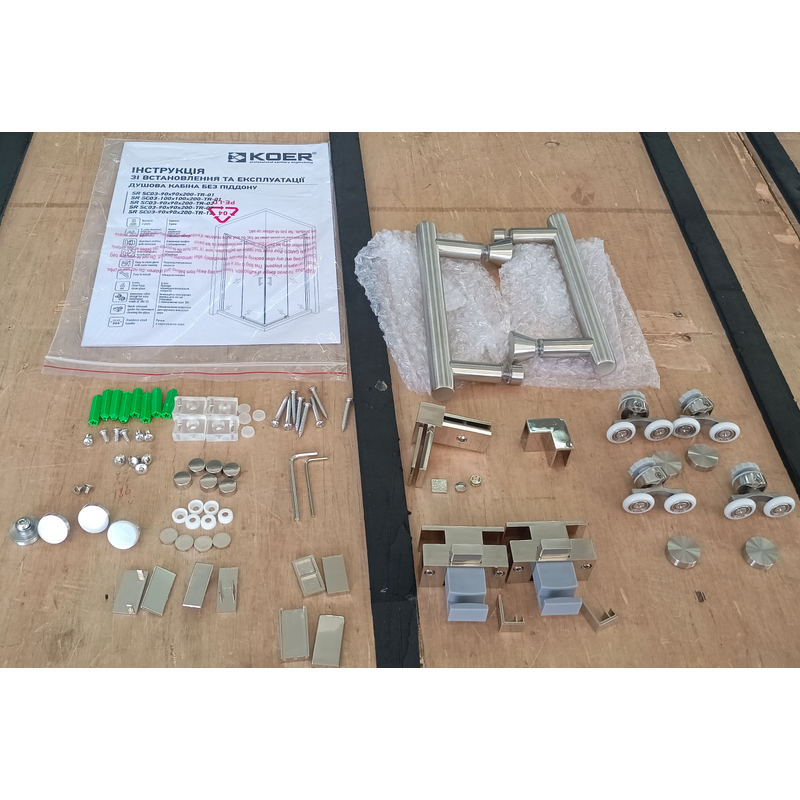 Душова кабіна Koer SR SC03-90x90x200-TR-02 Easy Clean 6мм SS Color, без піддону, прозоре скло 