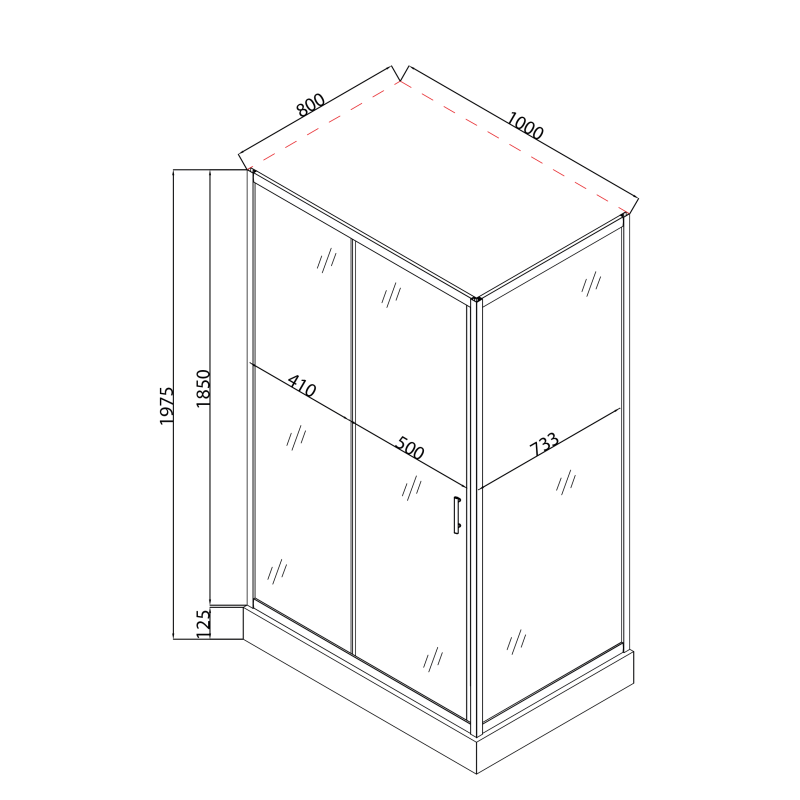 Душевая кабина Mixxus HARD SCT01-100x80x198-TR CHROME 5мм, с низким поддоном, прозрачное стекло