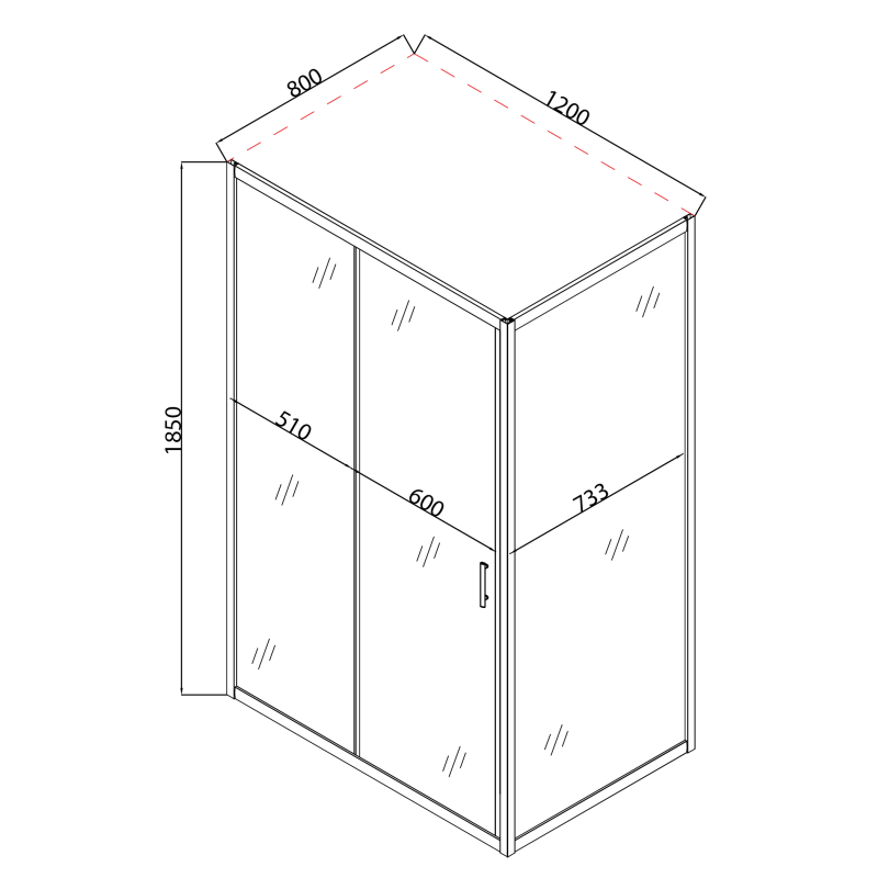 Душова кабіна Mixxus HARD SC01-120x80x185-TR CHROME 5мм, без піддону, прозоре скло 