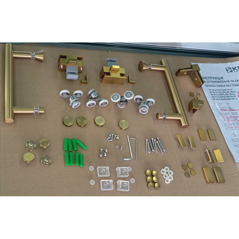 Душова кабіна Koer SR SC03-90x90x200-TR-12 Easy Clean 6мм, без піддону,  прозоре скло, матове золото 