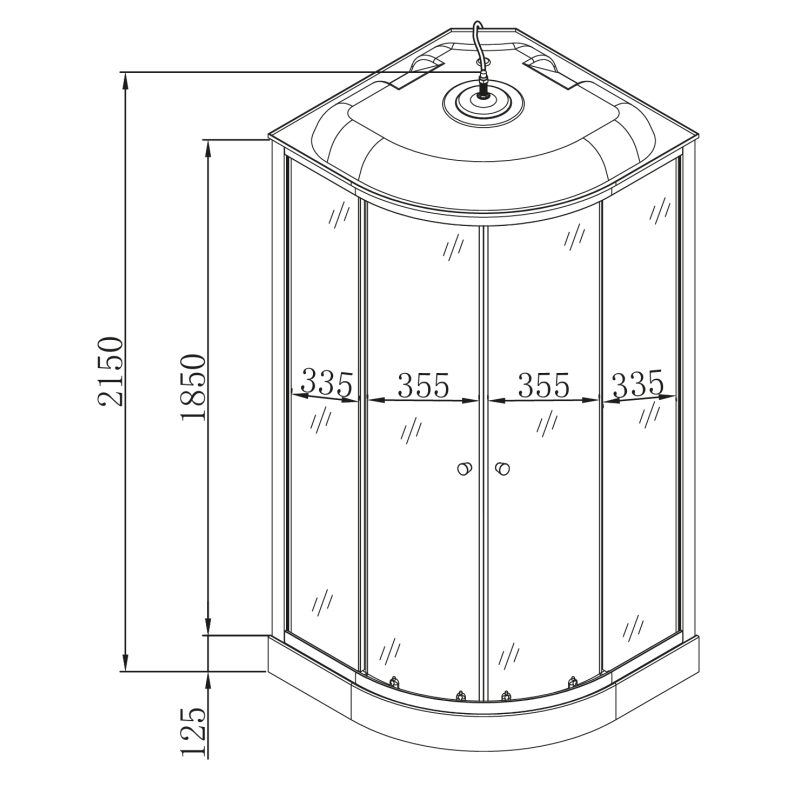 Бокс душевой Mixxus STRONG SB02-90x90x215-FB SATIN без гидромассажа с низким поддоном