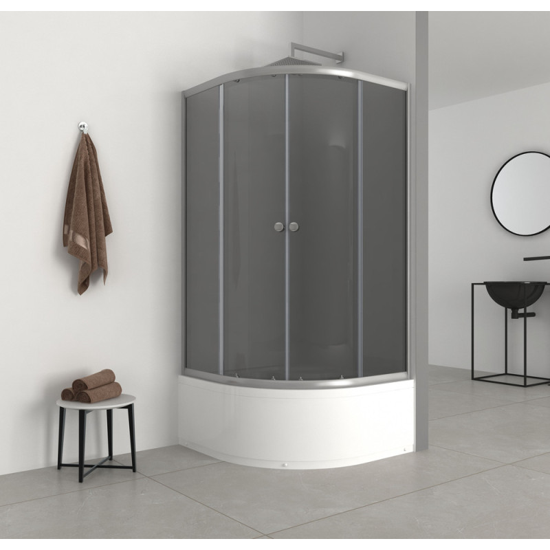 Душевая кабина Mixxus PLAIN SCT01-90x90x195-GR SATIN 4мм, с высоким поддоном, серое тонированное стекло