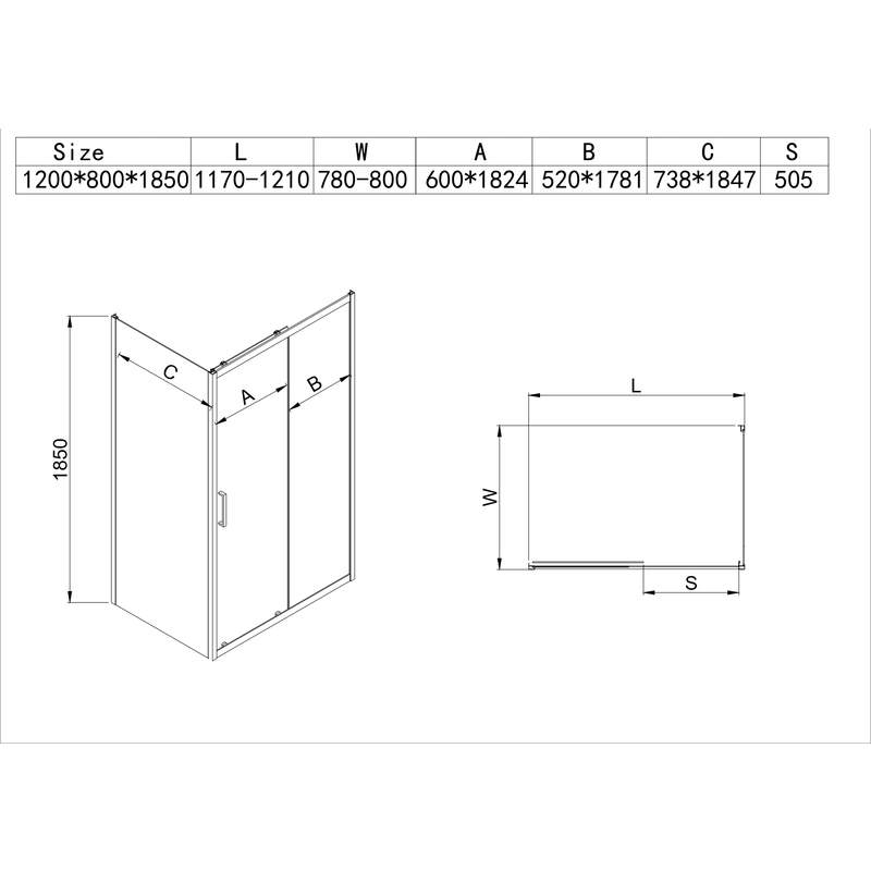 Душова кабіна MIXXUS HARD SC01-120x80x185-TR CHROME NEW 5мм, без піддону, прозоре скло 