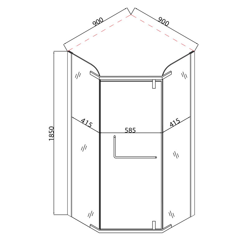 Душова кабіна Mixxus LINES SC01-90x90x185-TR CHROME 6мм, без піддону, прозоре скло 