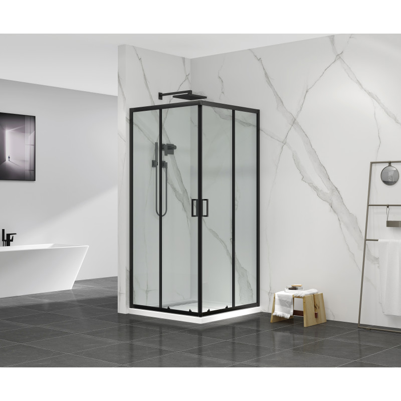 Душова кабіна Mixxus Premium DIVERSE SC02-90x90x195-TR Black 5мм, без піддону, прозоре скло 
