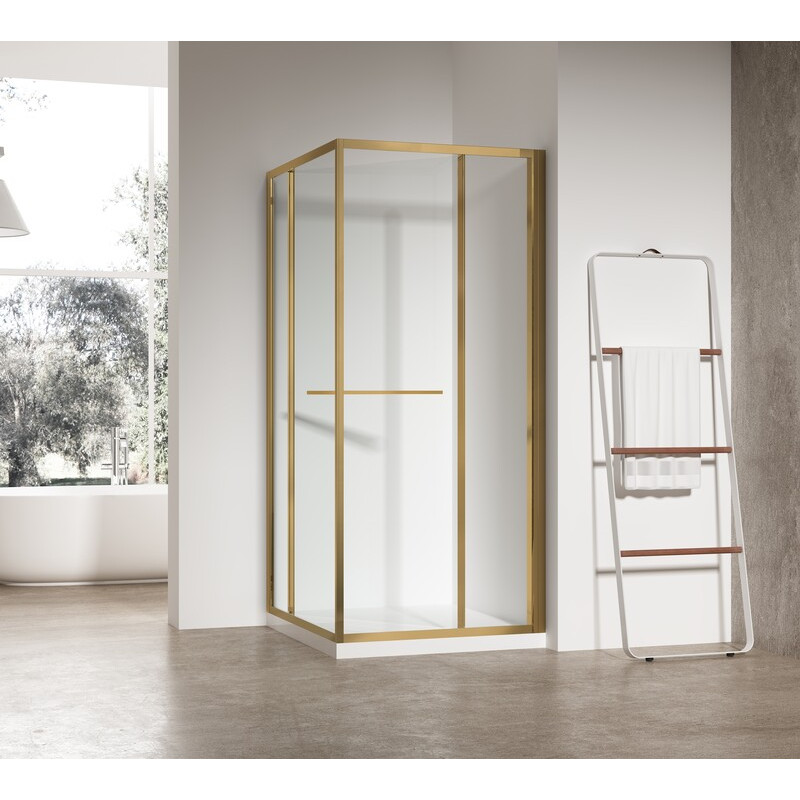 Душова кабіна Koer SR SC09-90x90x200-L-TR-12  Easy Clean 6мм,  без піддону, прозоре скло, матове золото 