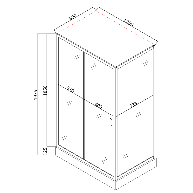 Душевая кабина Mixxus HARD SCT01-120x80x198-TR CHROME 5мм, с низким поддоном, прозрачное стекло