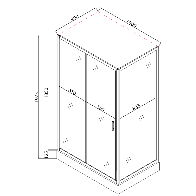Душевая кабина Mixxus HARD SCT01-100x90x198-TR CHROME 5мм, с низким поддоном, прозрачное стекло