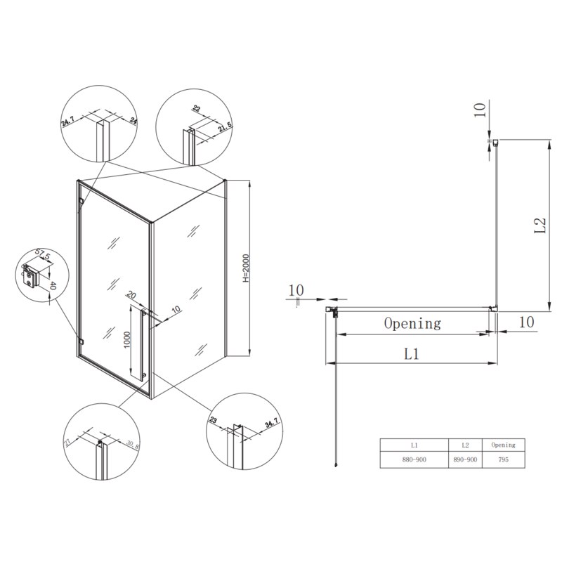 Душова кабіна Koer SR SC08-90x90x200-TR-01 Easy Clean 6мм, без піддону, прозоре скло, хром 