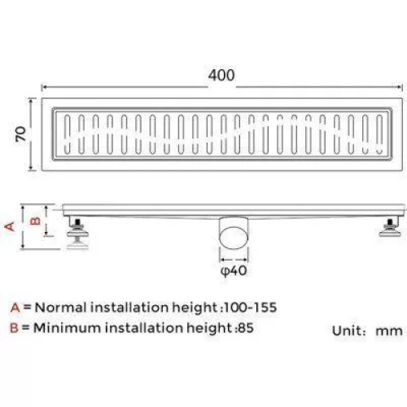Трап для душа GAPPO G84007-3 (нержавеющая сталь, 70х400 мм)
