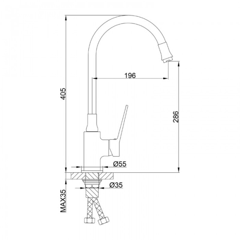 Frap F4462 – Змішувач для кухні чорного кольору з гнучким виливом