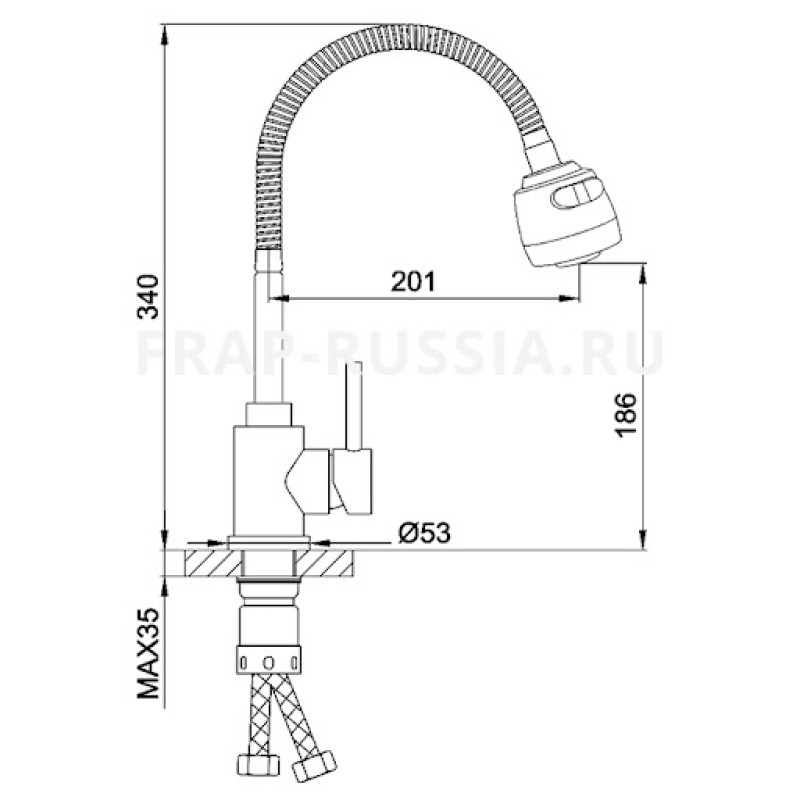 Frap F40993-6 – Змішувач для кухні з рефлекторним виливом