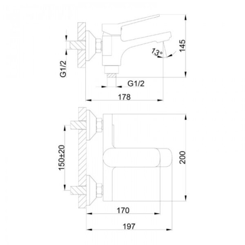 Frap F3262 – Смеситель для ванной черного цвета.