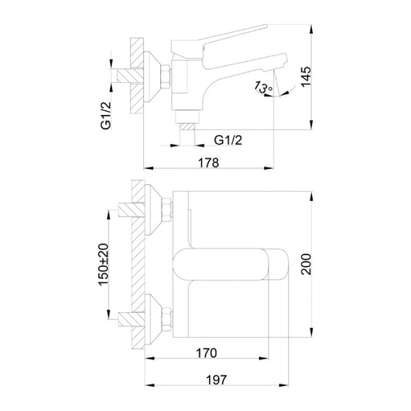 Frap F3262 – Смеситель для ванной черного цвета.