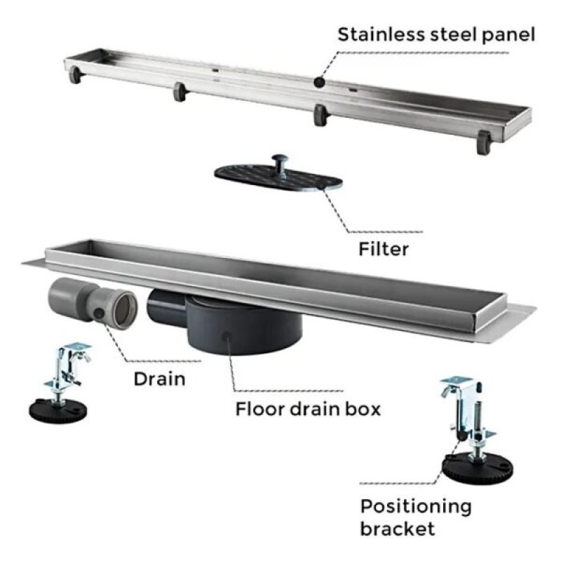 Душовий трап Gappo G88007-4 (70x800 мм) нержавіюча сталь 