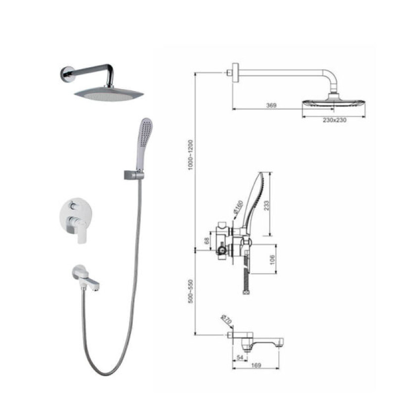 Gappo Noar G7148-8 — Вбудована душова система