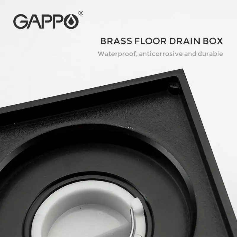 Душевой трап GAPPO G81050-6 10х10см черный, латунь 