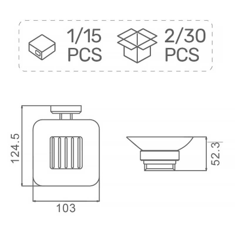 Підставка для мила GAPPO G3802 скло, з латунним утримувачем, хром  