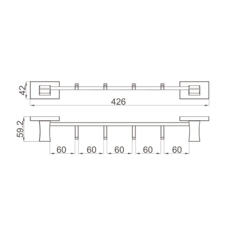 Вішалка GAPPO G0716-49 426 мм, 4 гачки, збройова сталь 