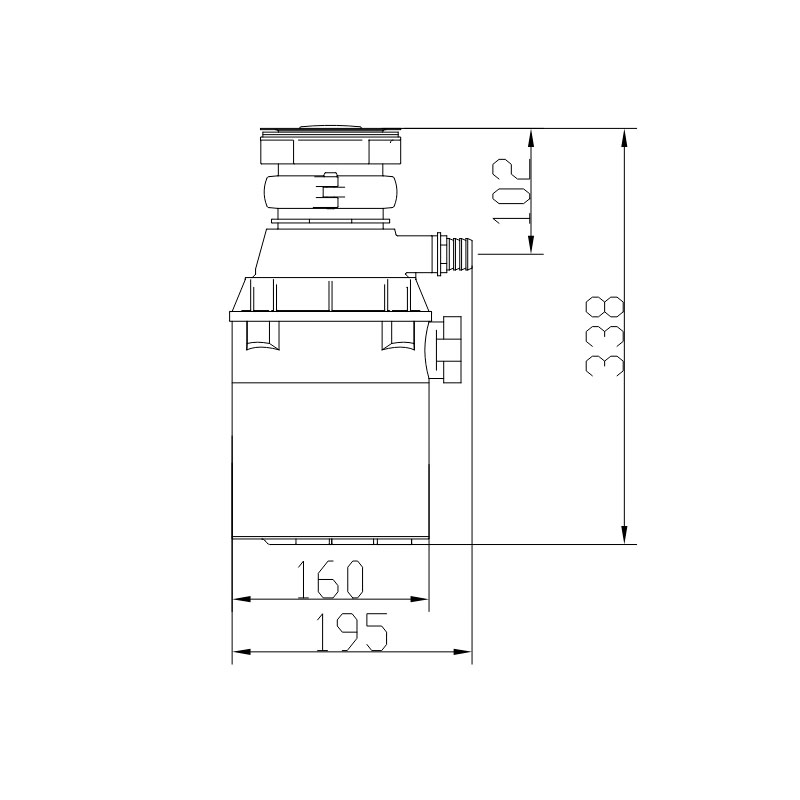 Измельчитель пищевых отходов Mixxus GD-03-0,75 560Вт, индукционный двигатель 