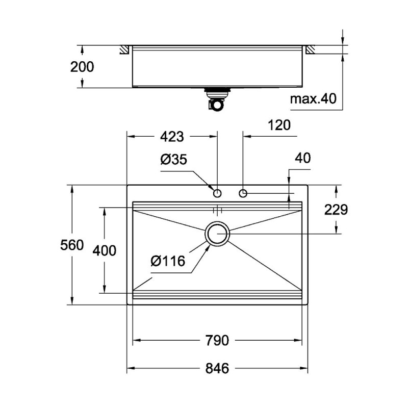 Мийка кухонна Grohe EX Sink K800 90 cm подвійна 