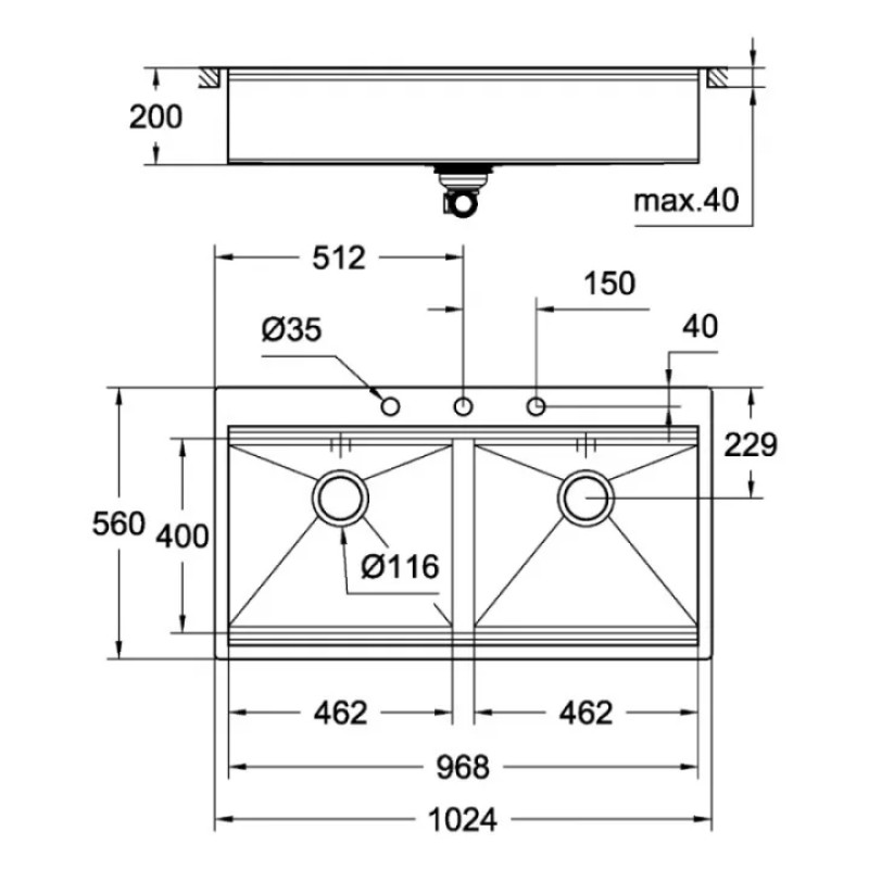 Мойка кухонная Grohe EX Sink K800 120 cm 