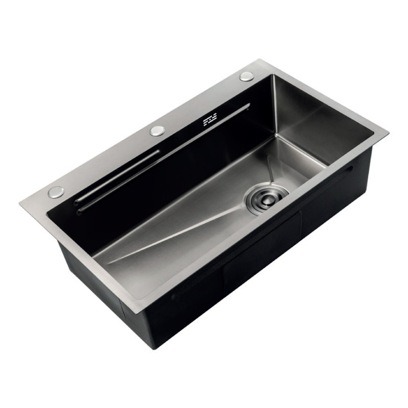 Мийка кухонна Zerix ZH6845-SET-05 NANO-BLACK (3.0/0.8) нержавіюча сталь, графіт  