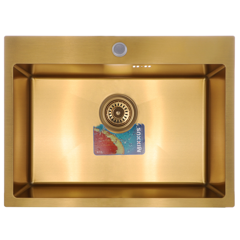 Мийка кухонна Mixxus SET-6045-200x1.0-PVD-Gold комплект з мийки, змішувача, диспенсера 
