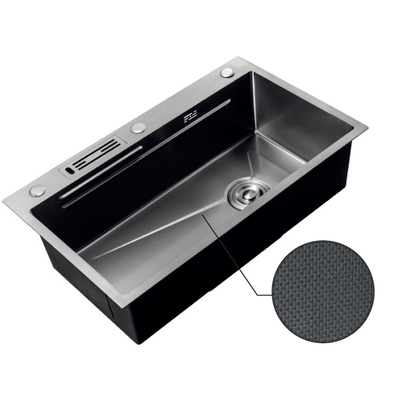 Мойка кухонная Mixxus Premium MH7545-SET-05 MICRO DECOR NANO-BLACK (3.0/0.8) графит 