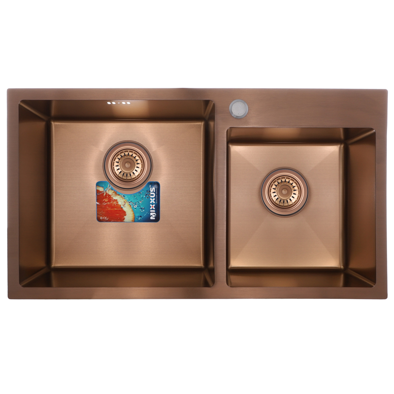 Мойка кухонная Mixxus SET-7843D-220x1.0-PVD набор из мойки, смесителя, диспенсера 