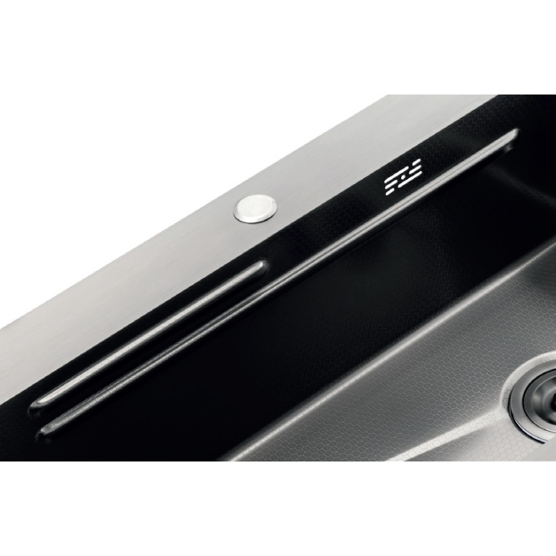 Мойка кухонная Zerix ZH8045-SET-05 NANO-BLACK (3.0/0.8) комплект корзина для сушки, разделочная доска, сифон