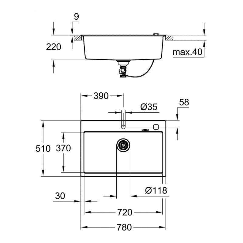Мийка кухонна Grohe K700 композитна (31652AP0) 