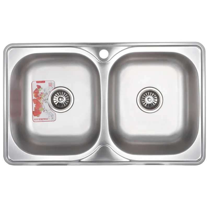 Мойка кухонная Zerix Z7848D-08-180E Double Satin 