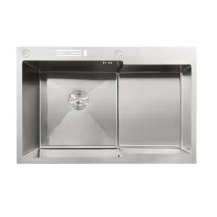 Мойка кухонная Mixxus MH7849L-HK Nano-Silver с подставкой под ножи 